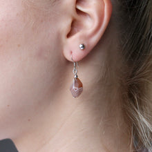 Load image into Gallery viewer, Tawny Agate rock dangling earrings with genuine silver hooks.