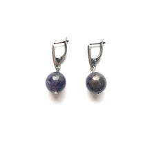 Load image into Gallery viewer, Amethyst orb earrings with silver clasps.