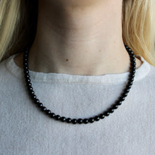 Load image into Gallery viewer, Long black Agate orb necklace.