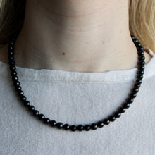 Load image into Gallery viewer, Long black Agate orb necklace.