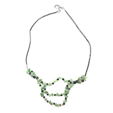 Load image into Gallery viewer, Hematite and green Agate stone necklace with three layers.