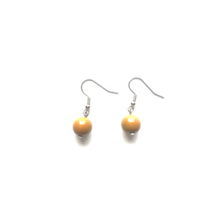 Yellow-brown orb Jasper stone earrings with silver hooks.