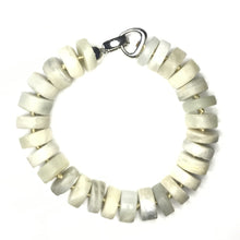 Load image into Gallery viewer, White Moonstone bracelet with silver clasp