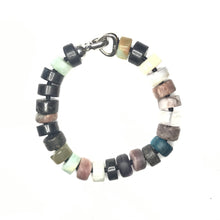 Load image into Gallery viewer, Quartz, Amazonite &amp; Apatite stone bracelet with silver clasp