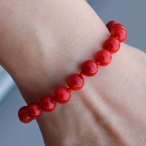 Red Coral Bracelet with Gold Clasp