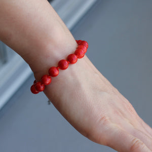 Red Coral Bracelet with Gold Clasp