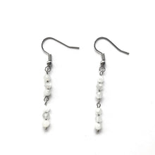 Load image into Gallery viewer, White Moonstone dangling earrings silver hooks.